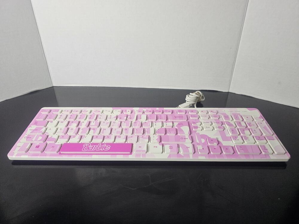 Barbie Pink and White USB Keyboard Windows Compatible Full Size Collectible